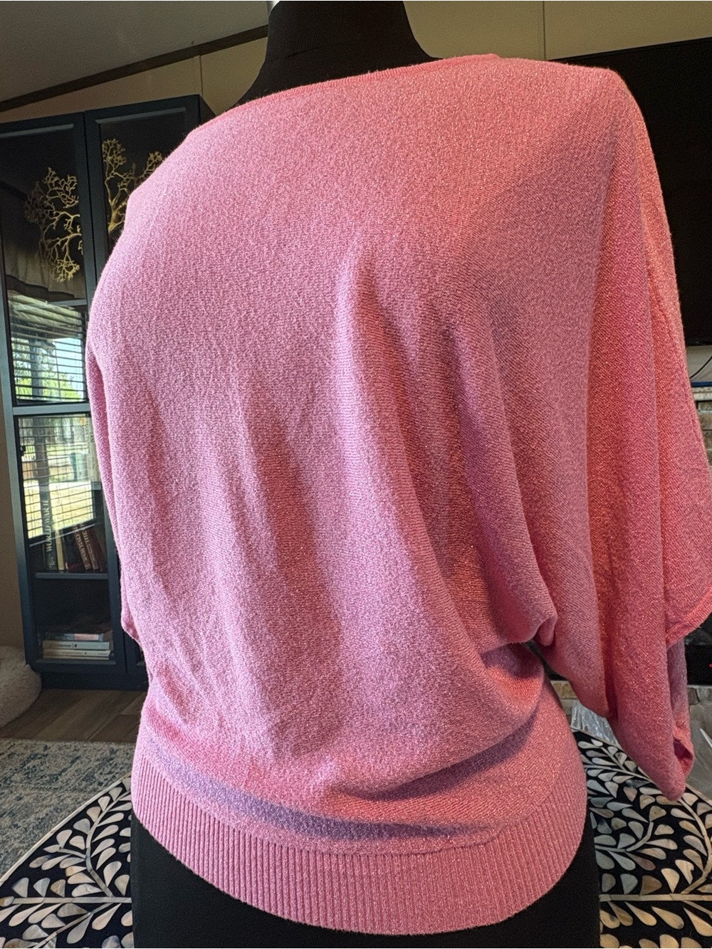 INC International Concepts Pink Off-the-Shoulder Lightweight Sweater